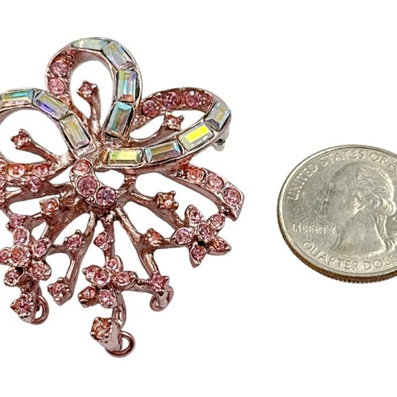NEW Vintage  ST. JOHN Swarovski Crystals Pin Brooch Pink Flower Signed RARE - Picture 6 of 7